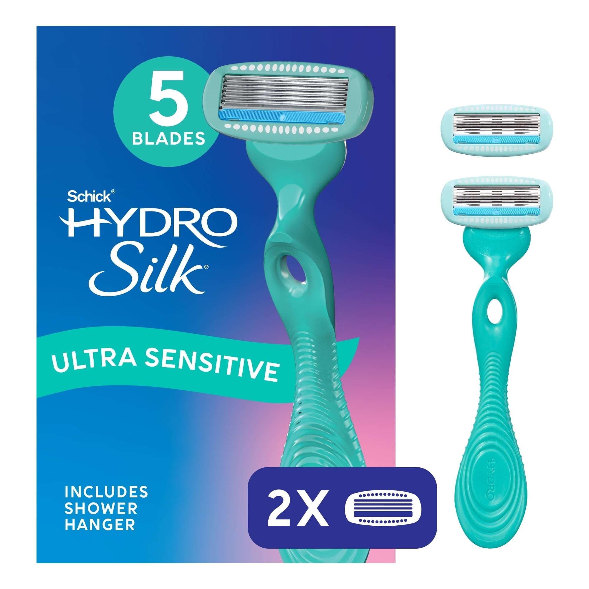 Schick Hydro Silk Sensitive Care Women's Razor, 1 Handle Plus 2 Refill Blades and 1 Bonus Dermaplane Touch-Up (Pack of 1)