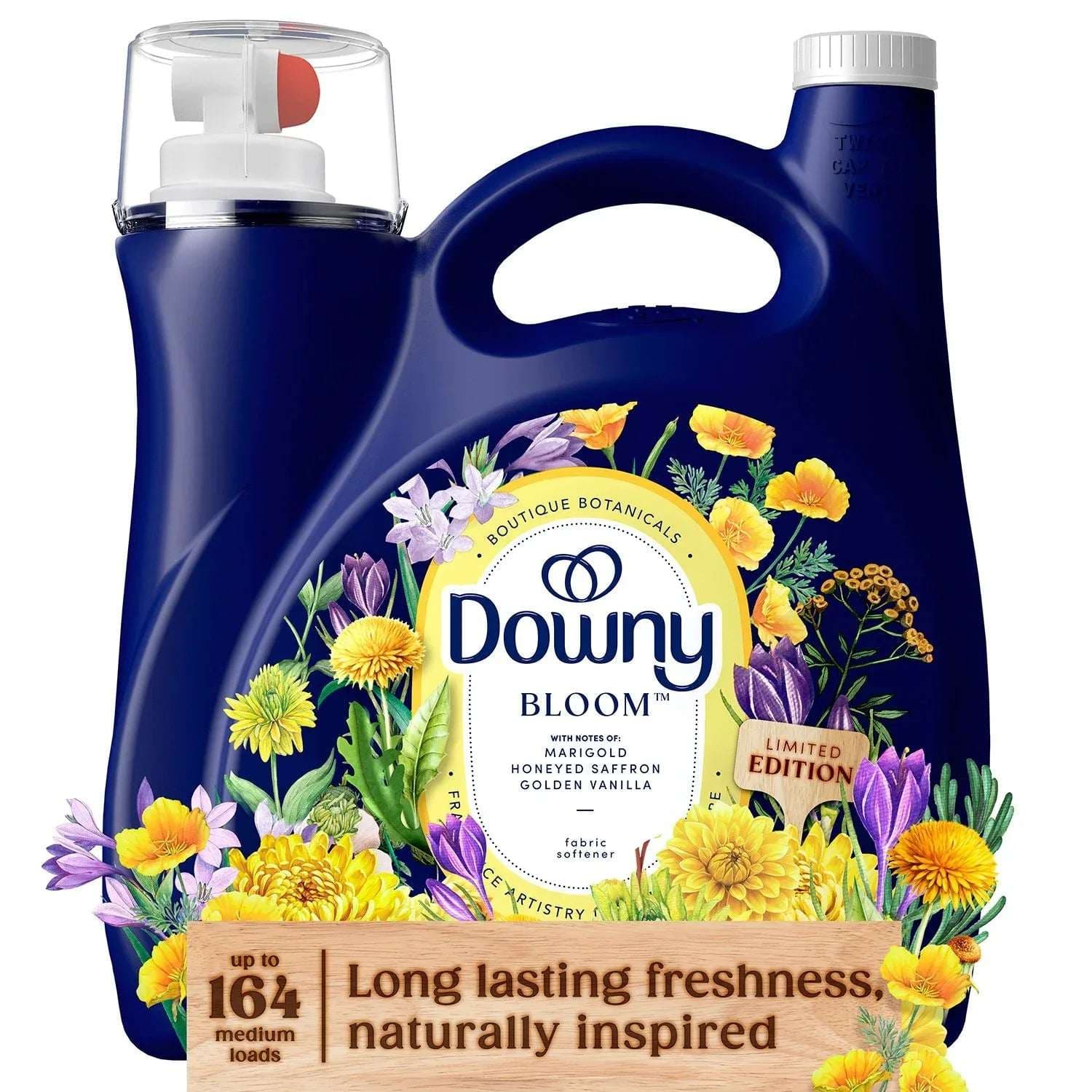 Downy Boutique Botanicals Limited Edition Liquid Fabric Softener, Bloom, 164 loads, 111 fl. oz.