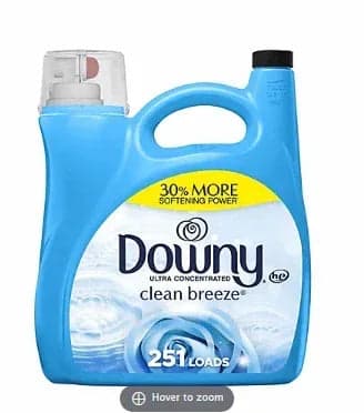 Downy Ultra Concentrated Liquid Fabric Conditioner, Clean Breeze, 251 Loads, 170 fl. oz.