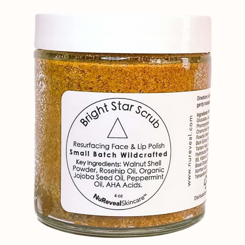 Bright Star Scrub Resurfacing Face & Lip Polish with AHA Acids, Exfoliating & Brightening Scrub
