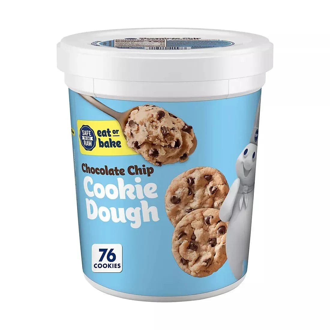 Pillsbury Chocolate Chip Cookie Dough Tub, Bakes 76 Cookies, 4.75 lbs.