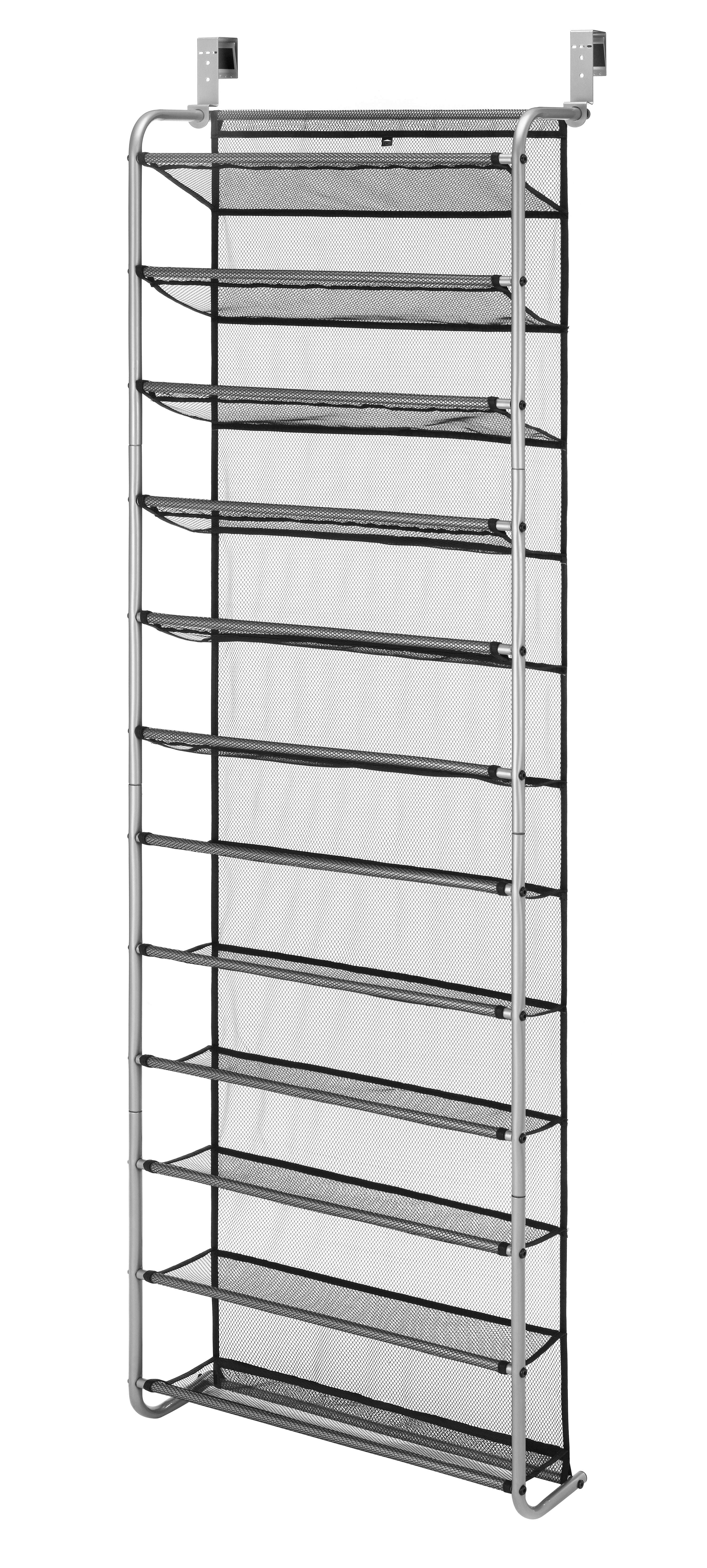 Mainstays Over-the-Door Hanging Shoe Rack, Fits up to 36 Pairs, Space Saving, Mesh Lined Tear Resistant