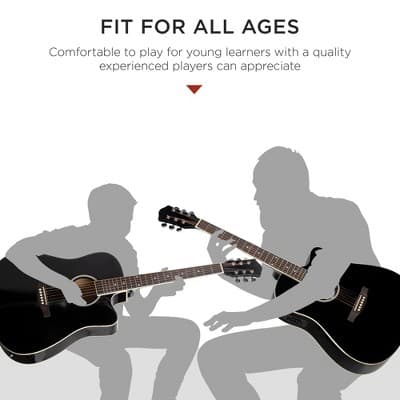 Best Choice Products Beginner Acoustic Electric Guitar Starter Set 41in w/ Wood Cutaway Design, Gig Bag - Black