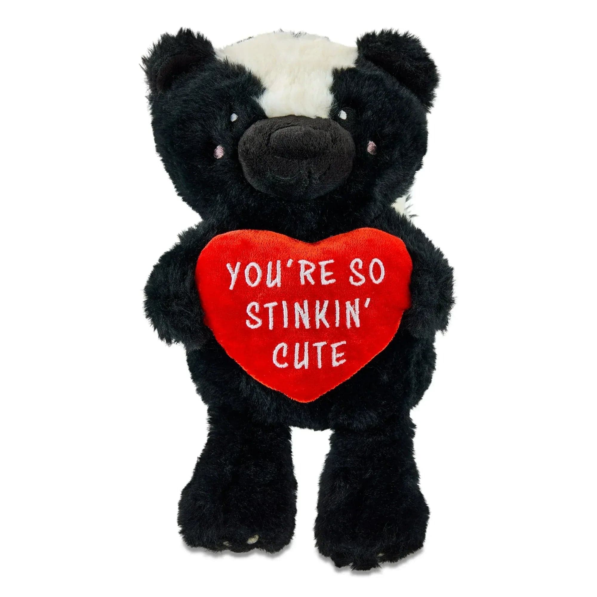 Way To Celebrate Valentine's Day Small Skunk Plush, Black, White, and Red, 10 in