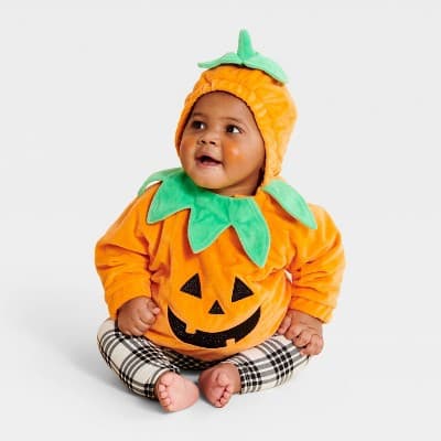 Infant and Toddler Pumpkin Halloween Costume Pullover - Hyde and EEK! Boutique Orange 12-18 Months