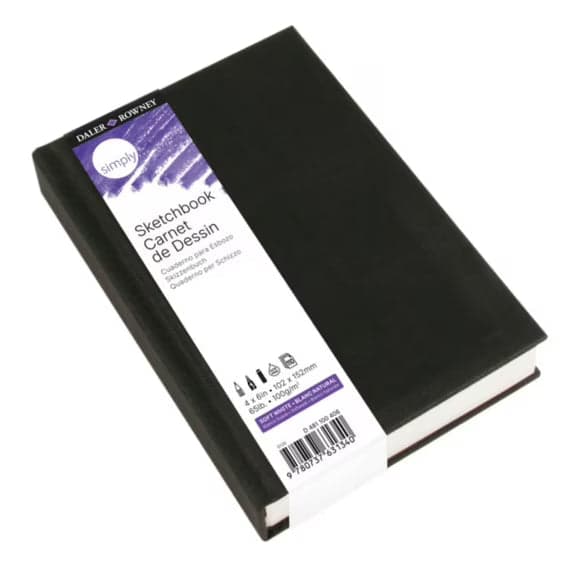 Daler-Rowney Simply Sketchbook, Soft White, 65lb 100g, Hardcover Binding, 110 Sheets, 4" x 6"