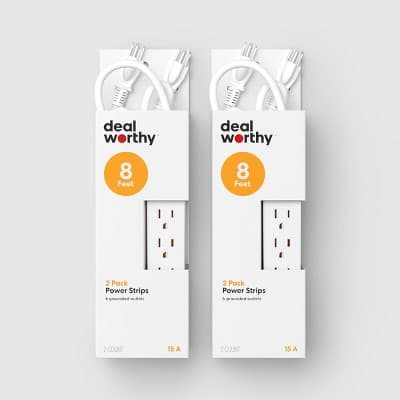 2pk 8' 6 Outlet Strip White - Dealworthy
