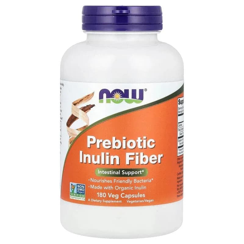 NOW Foods Prebiotic Inulin Fiber, 180 Veg Capsules (650 mg per Capsule)