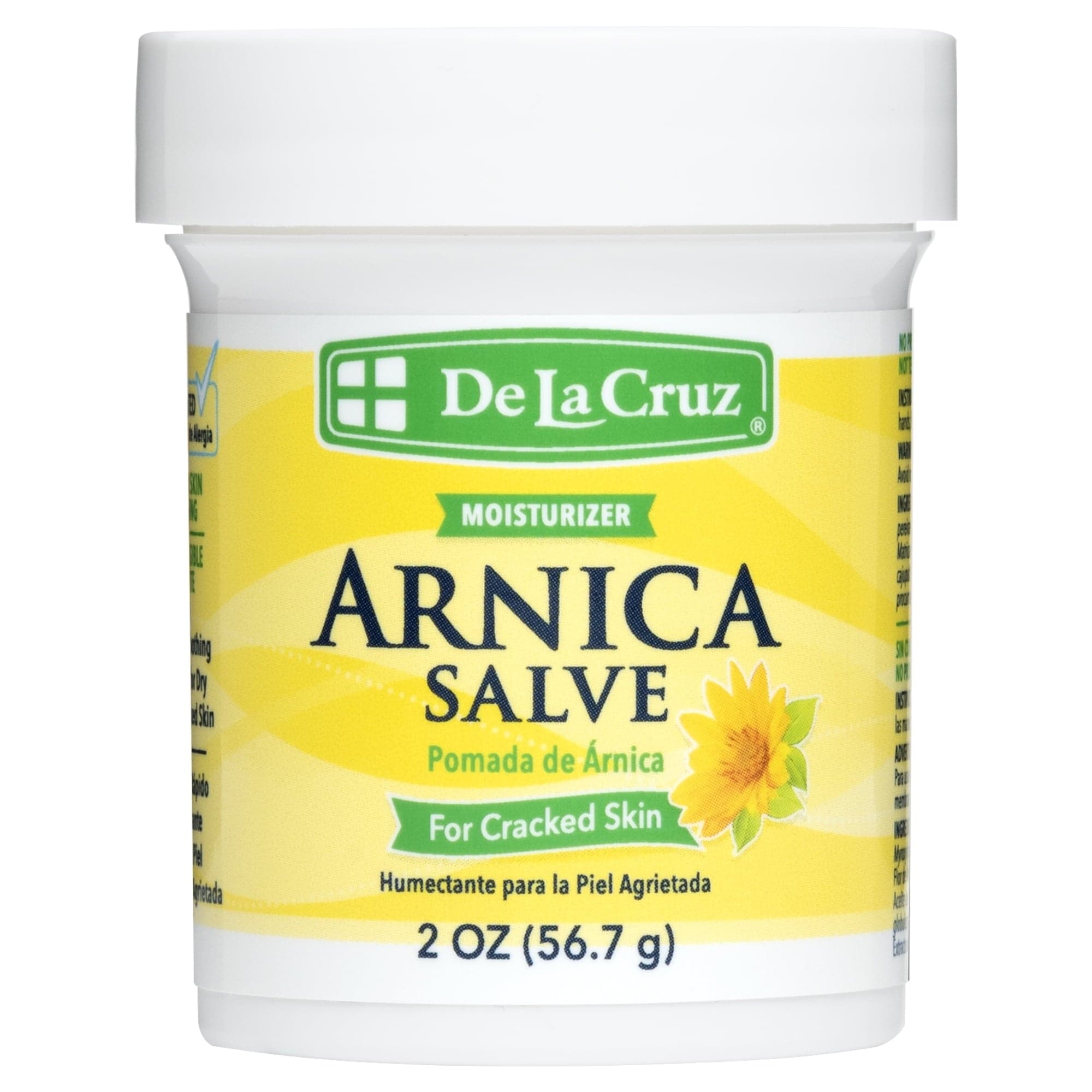 De La Cruz Arnica Salve Moisturizer for Cracked Skin, Hands, Elbows and Feet, 2 oz Jar
