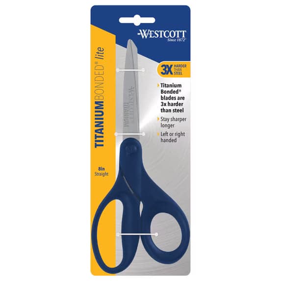 Westcott 8 Inch Titanium Bonded Scissors with Straight Blue Handle