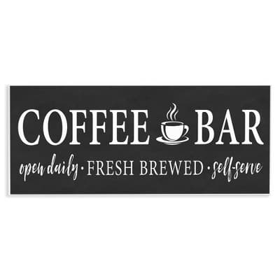 Stupell Industries Coffee Bar Open Sign Casual Black Design Wall Plaque Art, 17" x 7"