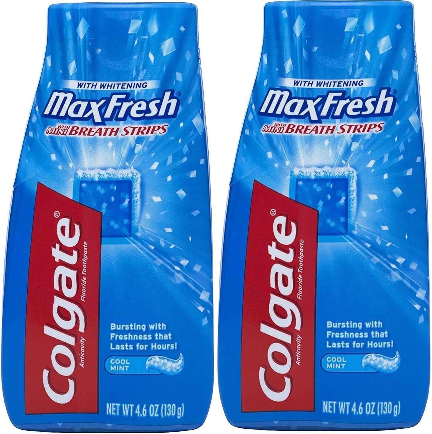 Colgate Max Fresh Liquid Toothpaste with Mini Breath Strips, Cool Mint, 4.6 oz (Pack of 2)