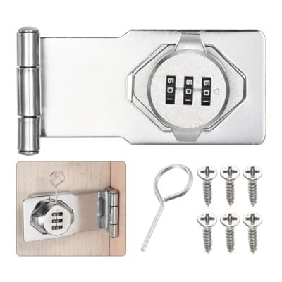 Unique Bargains Zinc Alloy Rust-Proof Powder Coated 90 Degree Barn Door Lock Latch Black