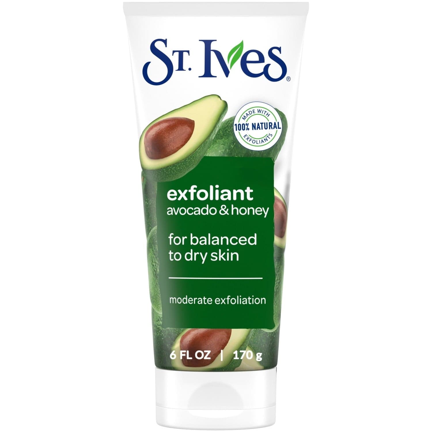 (4 Pack) St. Ives Avocado & Honey Face Scrub, Moderate Exfoliating Face Wash with Natural Exfoliants, 6 oz