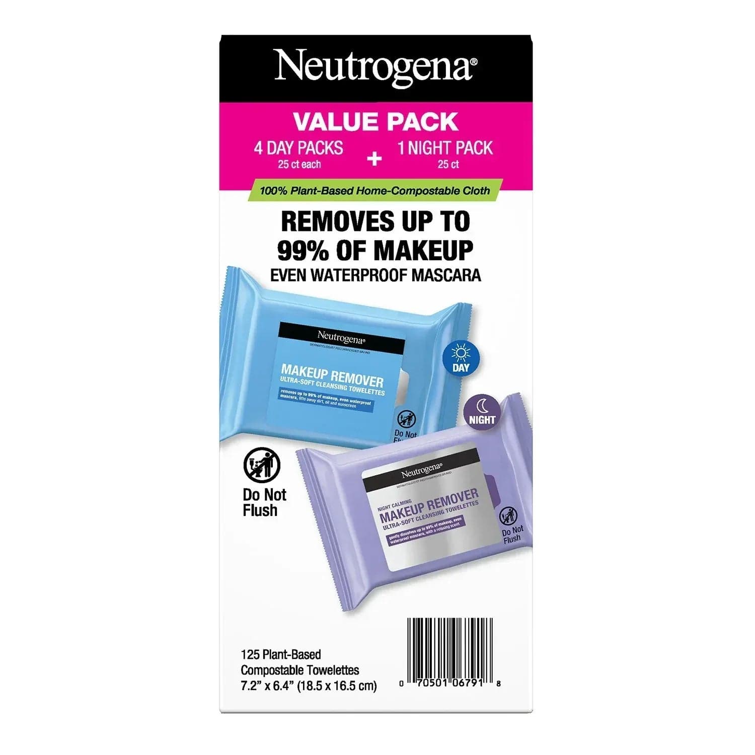 Neutrogena Makeup Remover & Night Calming Cleansing Towelettes, 25 ct., 5 pk.