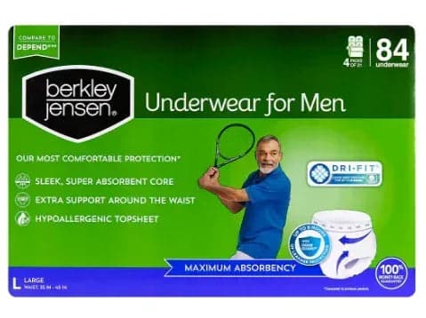 Berkley Jensen Incontinence Underwear for Men, Size Large, 84 ct.