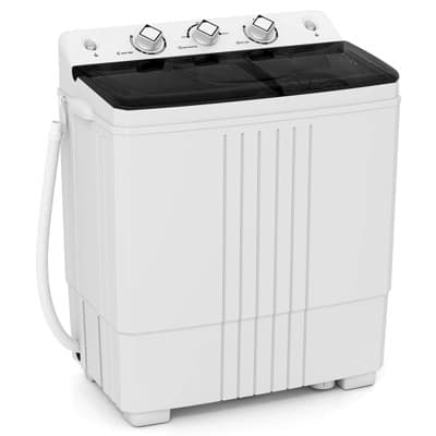 Costway 20lbs Compact Mini Portable Twin Tub Washing Machine Washer Spain Spinner Black