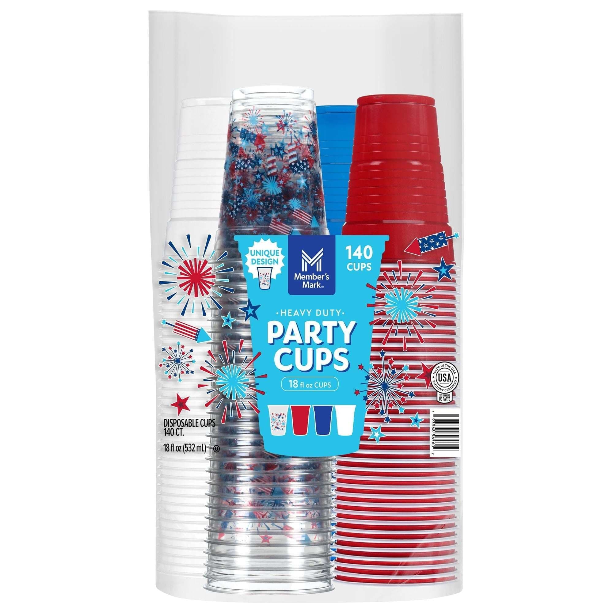 Member's Mark Patriotic Colors Plastic Cups, 18 fl. oz., 140 ct.