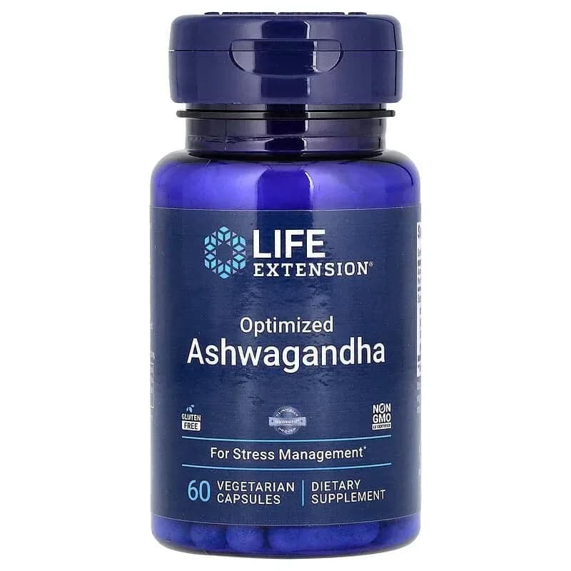Life Extension Optimized Ashwagandha, 60 Vegetarian Capsules (125 mg per Capsule)