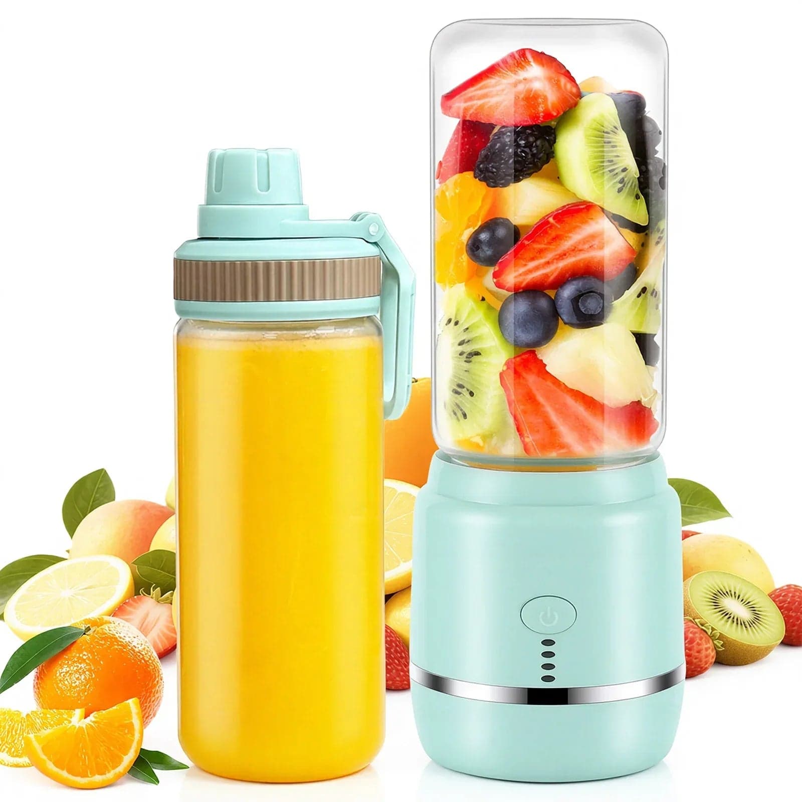 Personal Blender for Smoothies & Shakes, Portable Blender with 2 BPA-Free 15oz Cups, Ice Crushing for Kitchen, Travel & Gym, Includes Recipe Book, Blue