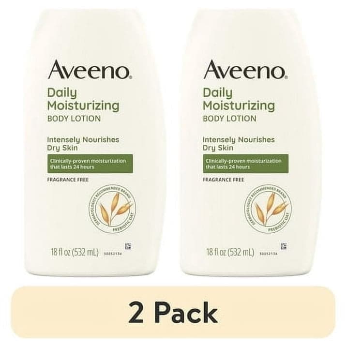 Aveeno Daily Moisturizing Body Lotion, 18 fl oz (Pack of 2)