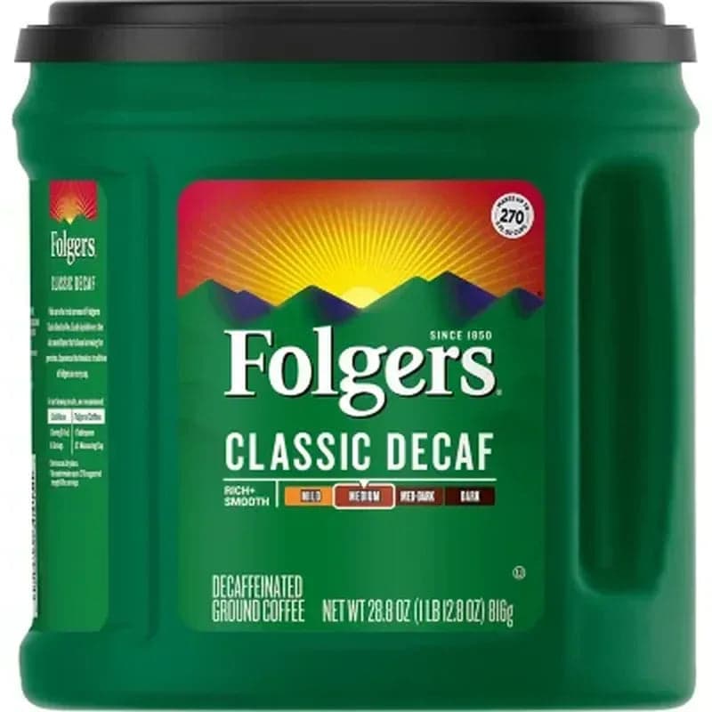 Folgers Decaffeinated Classic Roast Ground Coffee (28.8 Oz.)