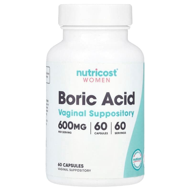 Nutricost Women's Boric Acid Vaginal Suppositories, 600 mg, 60 Capsules