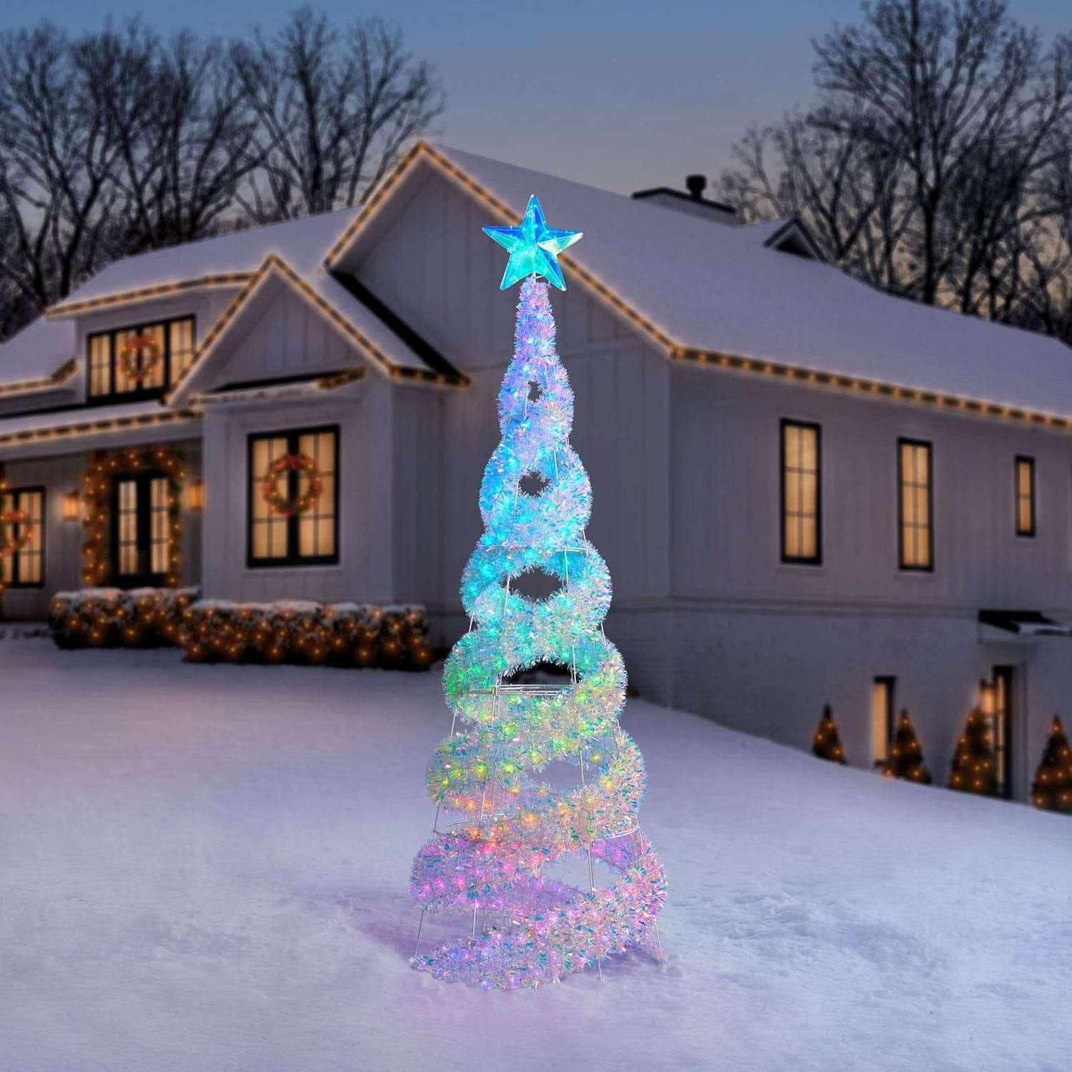 Member's Mark 8' Pre-Lit Iridescent Color-Changing Spiral Tree