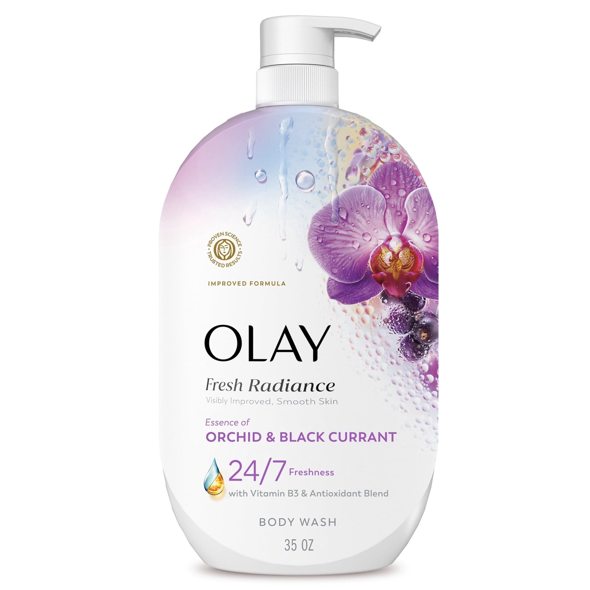 Olay Fresh Radiance Body Wash, Orchid & Black Currant, with Vitamin B3, 35oz
