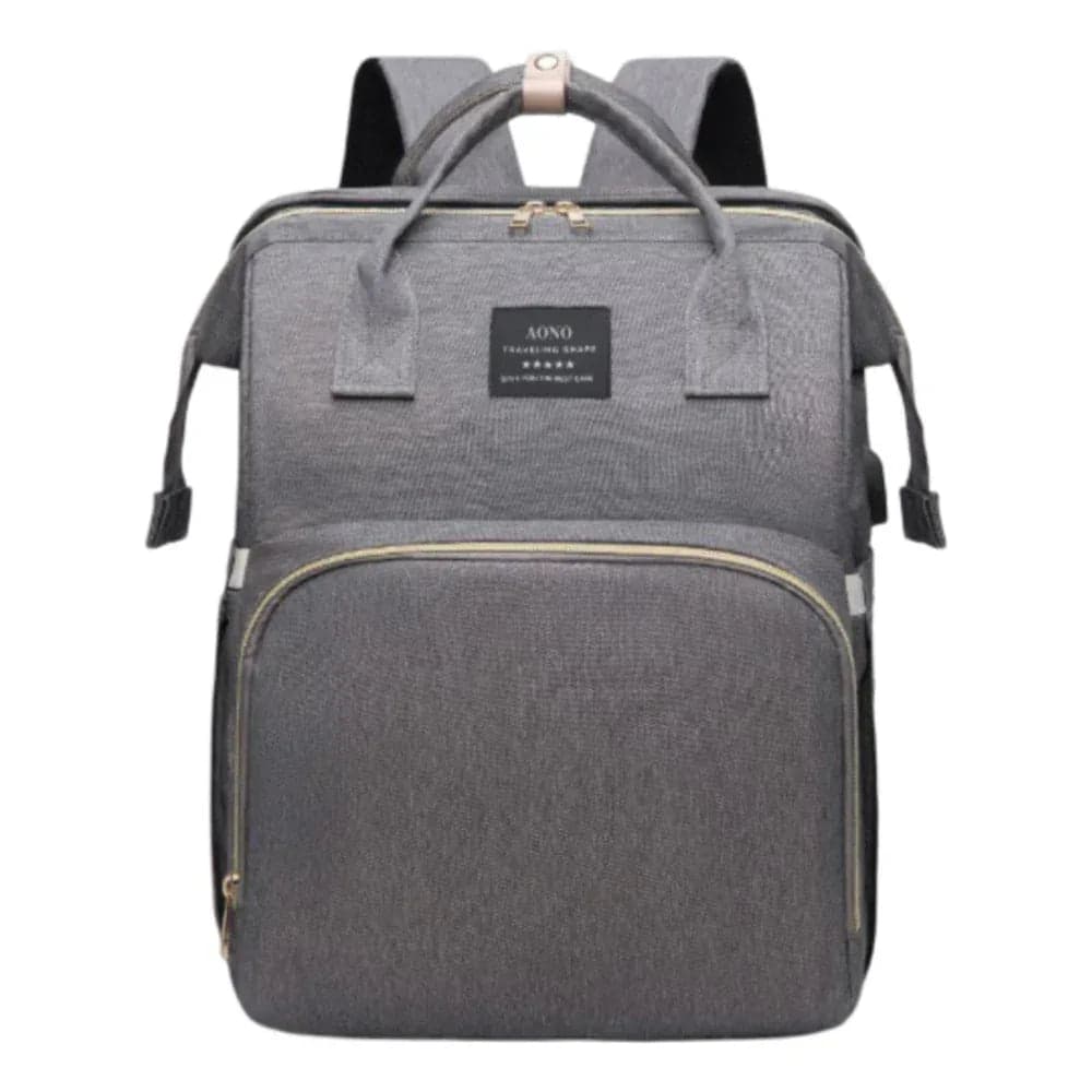 Multifunctional Diaper Bag Backpack, Large Capacity, Changing Station, Insulated Pocket, for Moms/Dads, Boys/Girls (Gray)