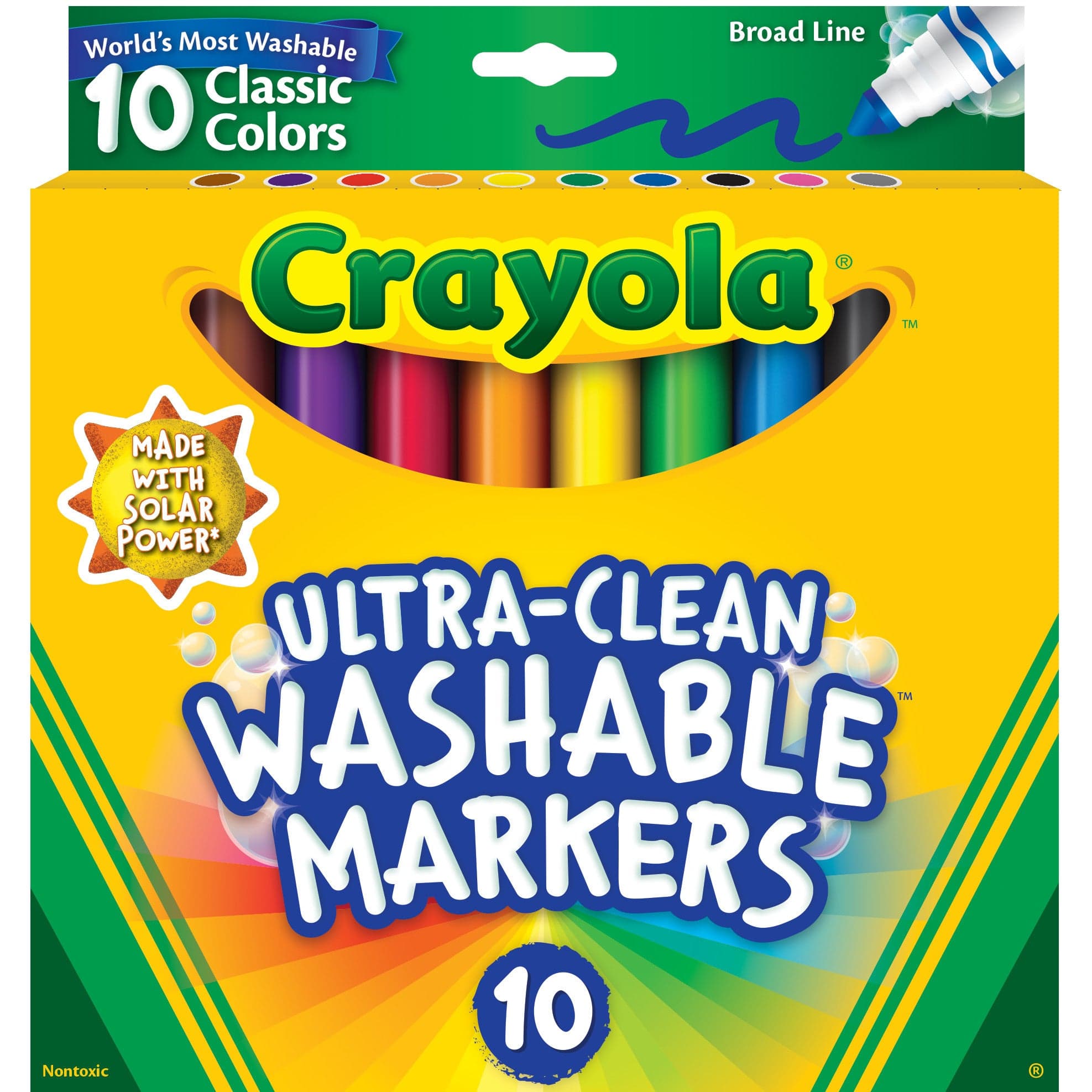 Crayola Ultra-Clean Washable Broad Line Markers, 10 Ct