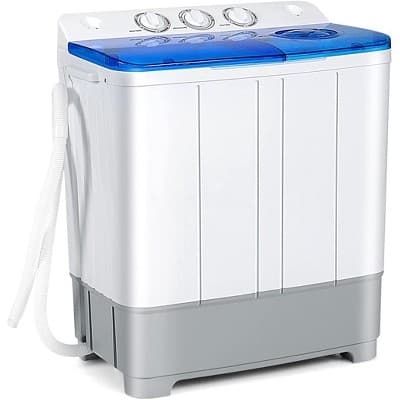 Costway Portable Twin Tub Washing Machine Washer(13.2lbs) & Spinner (8.8lbs) Grey
