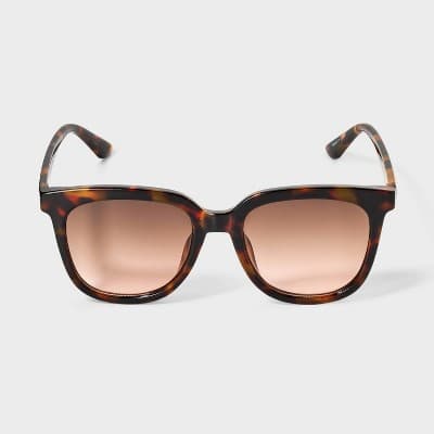Women's Recycled Plastic Square Tortoise Print Sunglasses - Wild Fable Brown