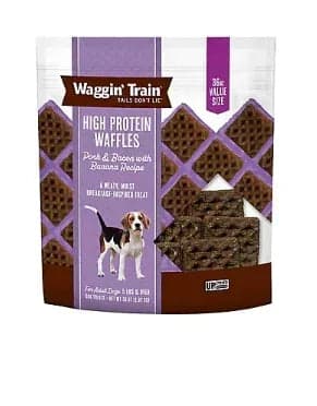 Waggin' Train High Protein Pork and Bacon Waffles with Banana Dog Treats, 36 oz.