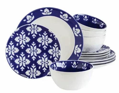 Sofia Home 12-Piece Indigo Stoneware Dinnerware Set by Sofia Vergara