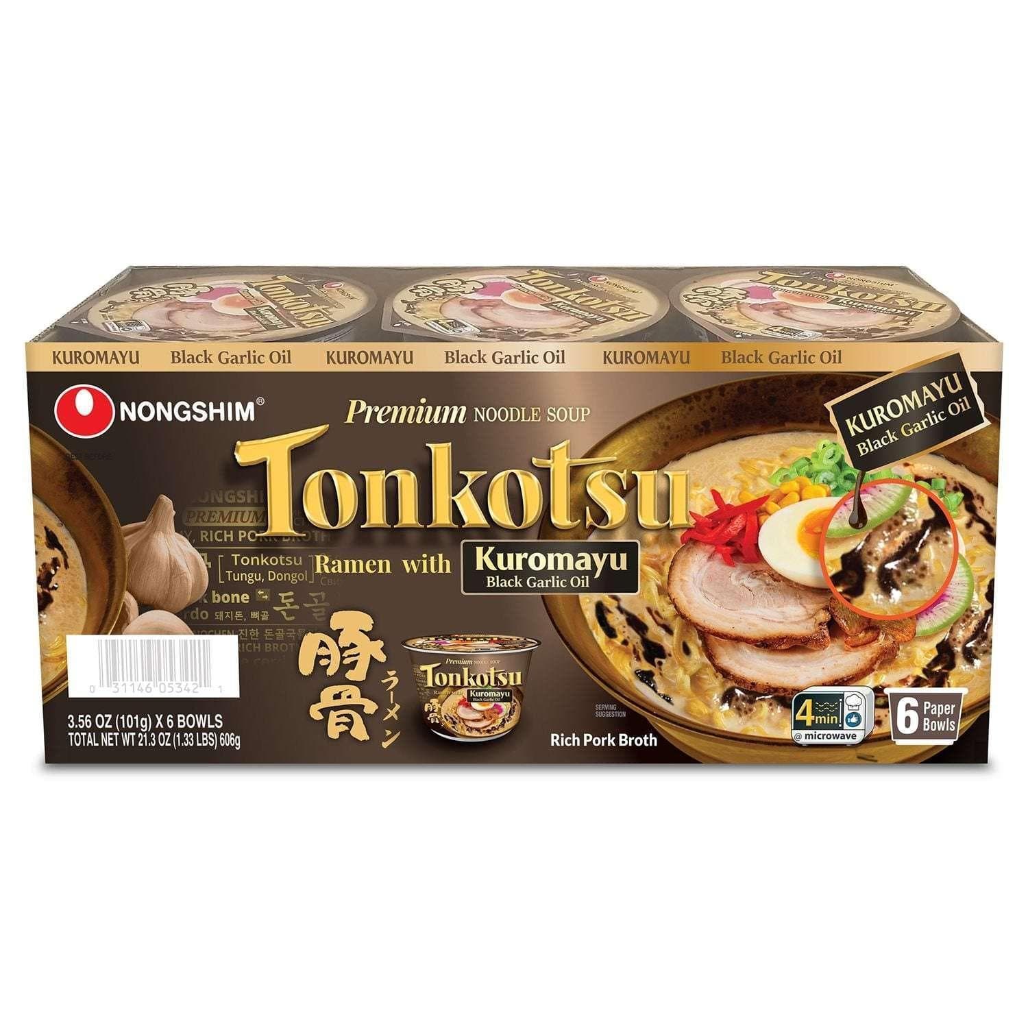 Nongshim Premium Tonkotsu Kuromayu Noodle Soup, 3.56 oz., 6 pk.