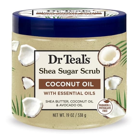 Dr Teal's Shea Sugar Body Scrub with Coconut Oil and Essential Oils, 19 oz