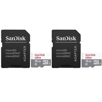 SanDisk 16GB Ultra UHS-I microSDHC Memory Card with SD Adapter - 2 Pack