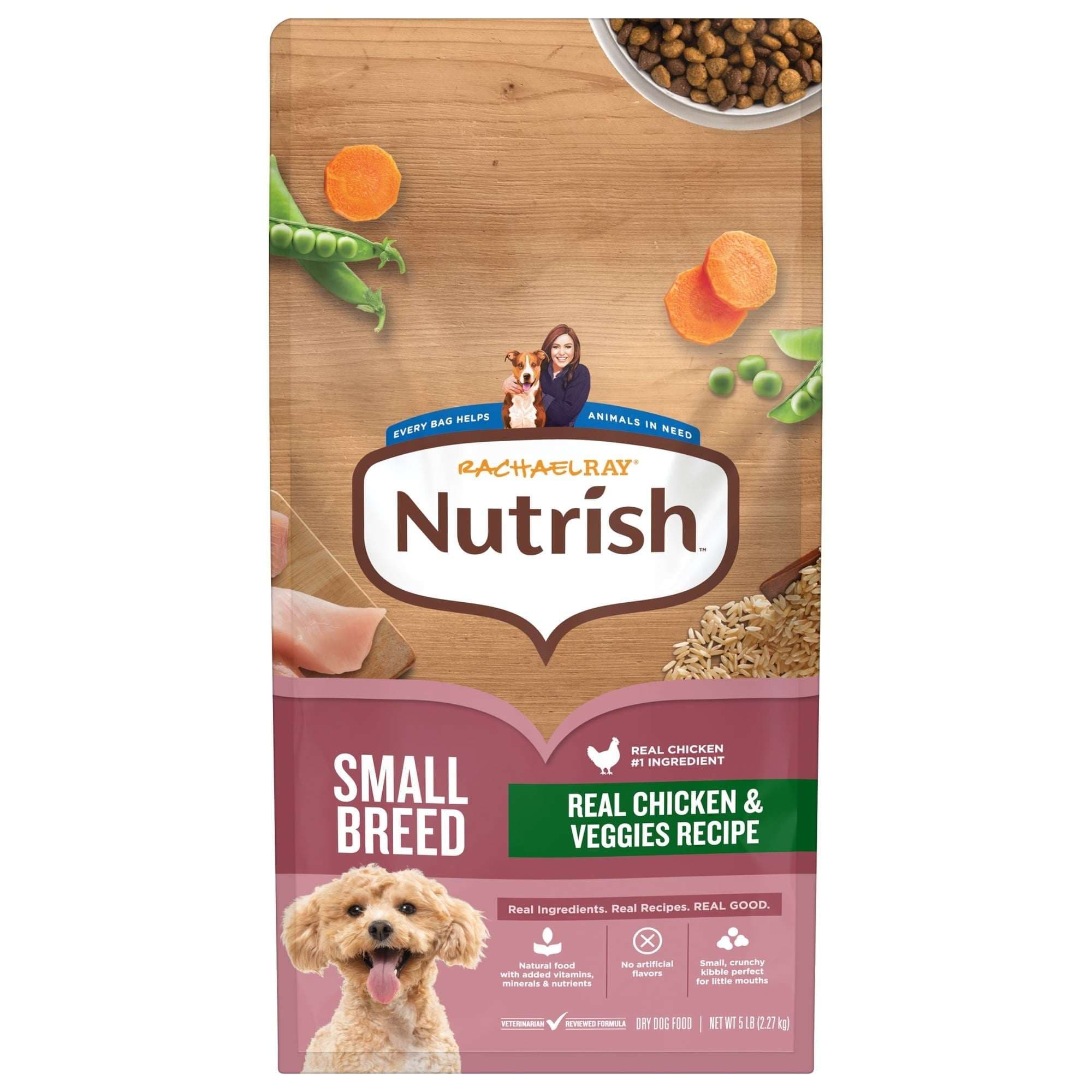 Rachael Ray Nutrish Dry Dog Food, Small Breed Real Chicken & Veggies Recipe, 5 lb