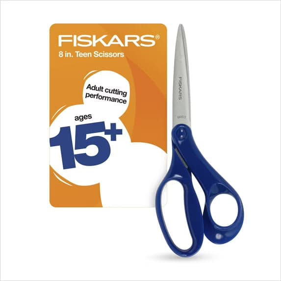 Fiskars Graduate Student Scissors, 8", Pointed, Blue