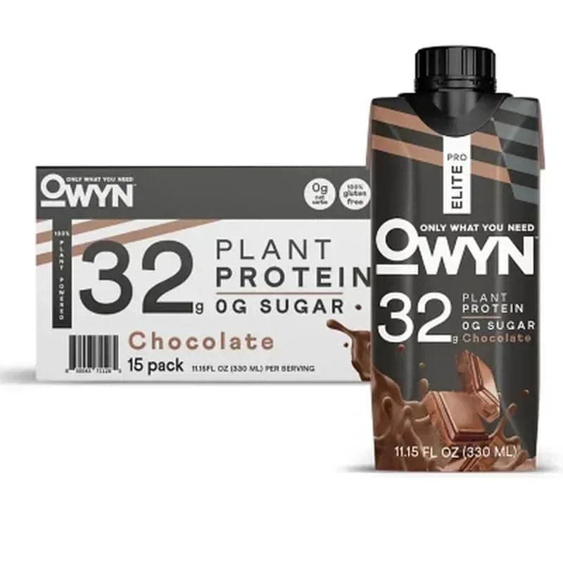 OWYN Pro Elite 32G Keto Plant Protein Shake, Chocolate (11.15 Fl. Oz, 15 Pk.)