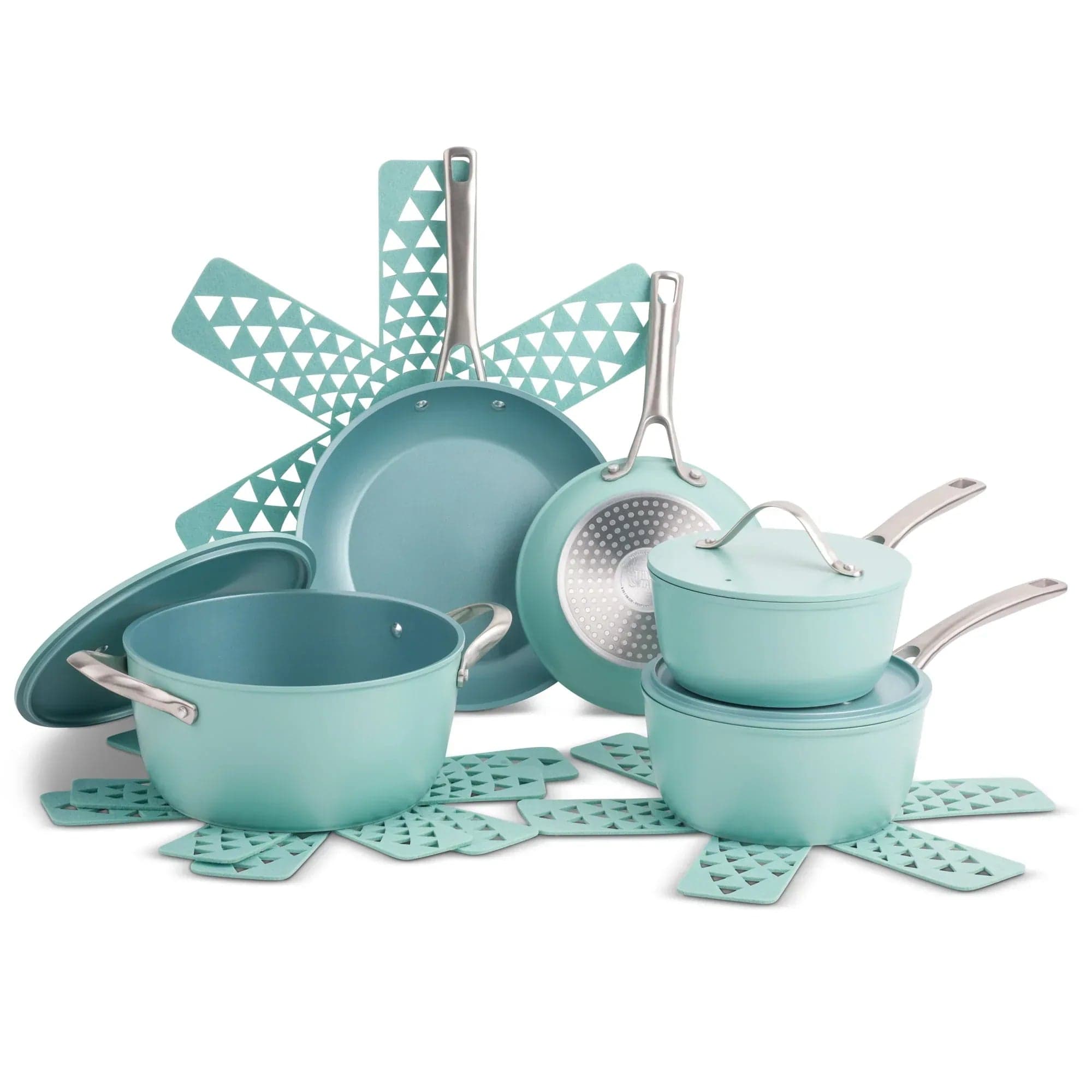 Thyme & Table 12-Piece Non-Stick Acadia Cookware Set, Pots and Pans Set - Blue