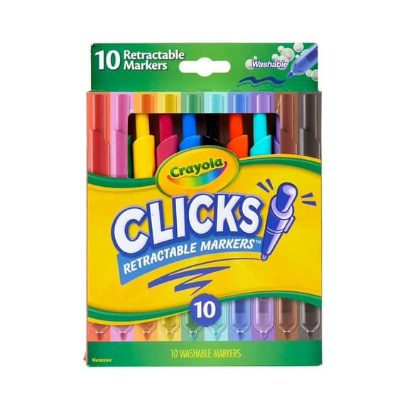 Crayola Clicks Retractable Washable Markers, 10 Count, Cone Tip