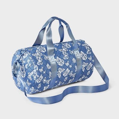 Girls' Butterfly Quilted Duffel Bag - Cat & Jack Blue/White