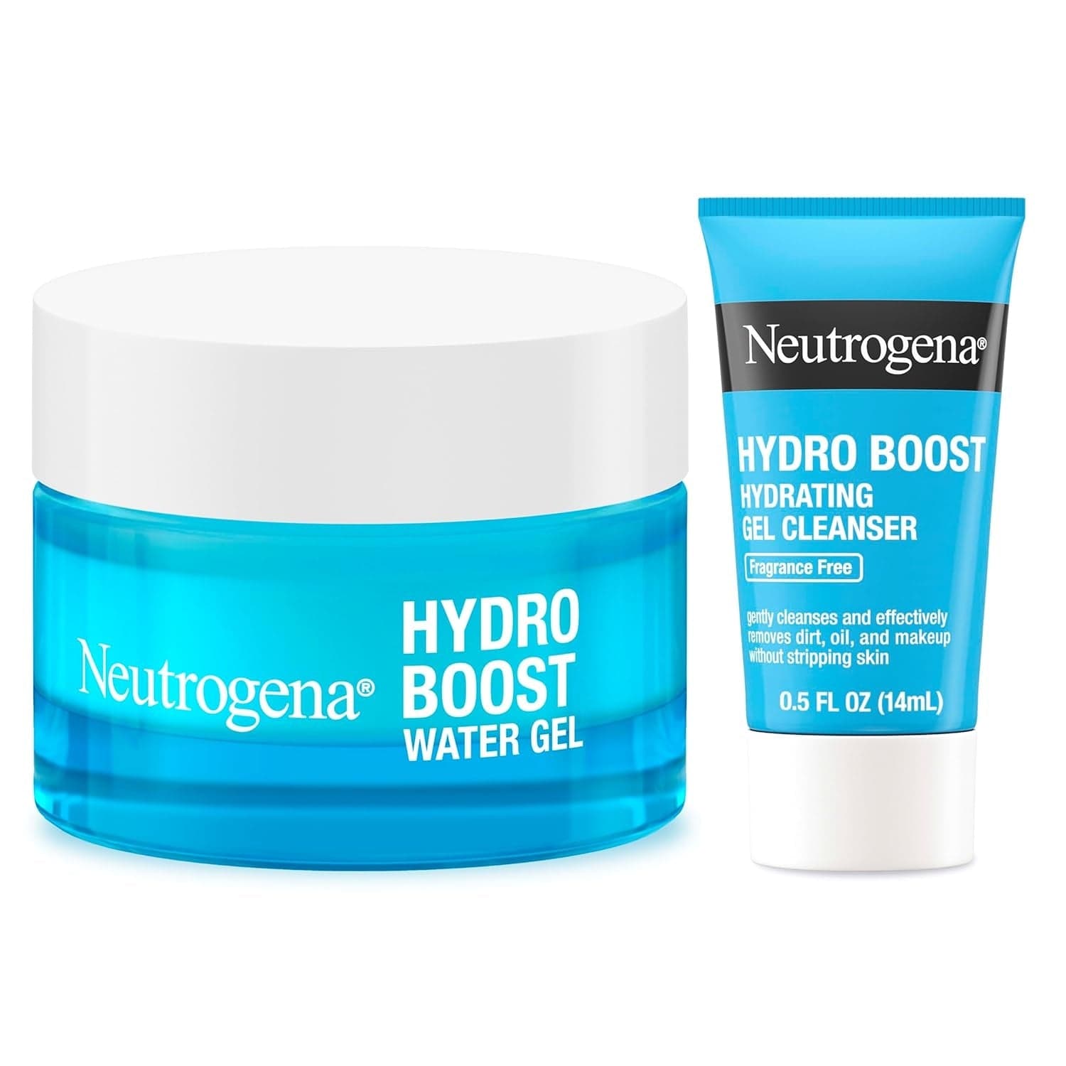 Neutrogena Hydro Boost Hydrating Gel Cream Face Moisturizer, 1.7 fl oz, plus Hydrating Gel Cleanser, 0.5 fl oz (Fragrance-Free Set)
