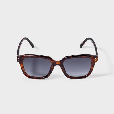 Women's Shiny Plastic Square Sunglasses with Gradient Lenses - Universal Thread Tortoise Brown: Scratch-Resistant, UV Protection