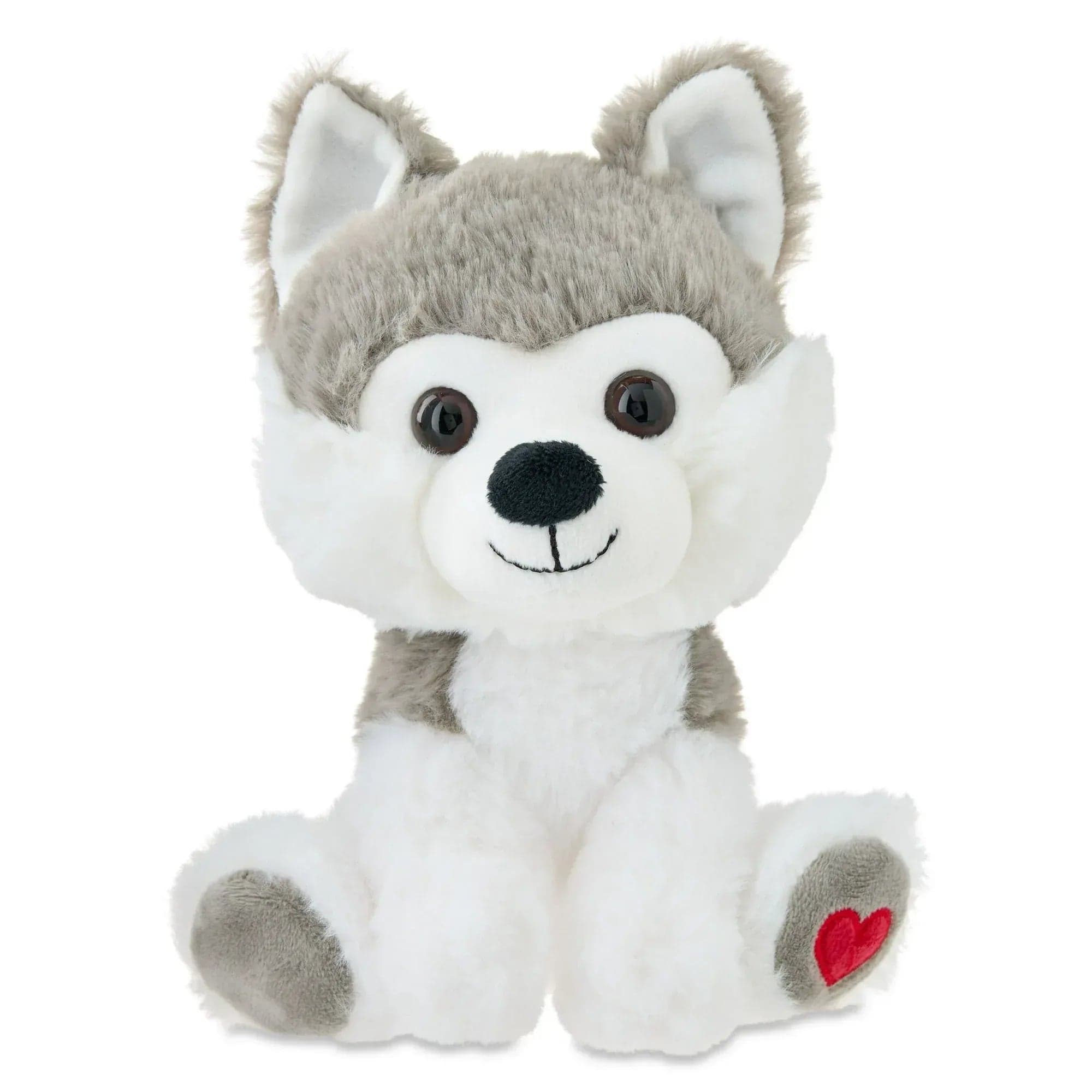 Way To Celebrate Valentine's Day Small Sitting Husky Dog Plush, Gray and White, 8 in