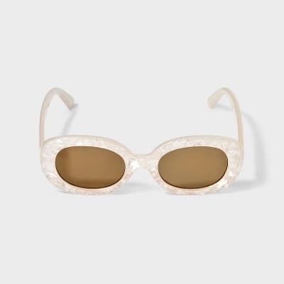 Girls' Thick Oval Sunglasses - Cat & Jack Ivory Marble