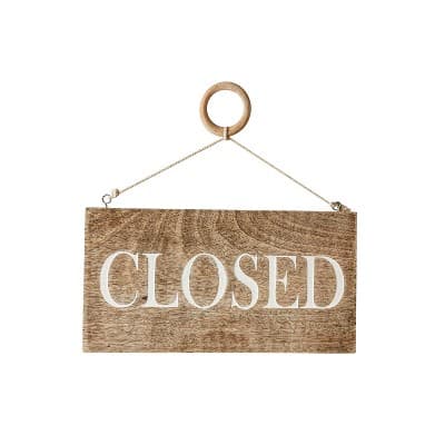 Open or Closed Sign Natural Mango Wood & Metal by Foreside Home & Garden