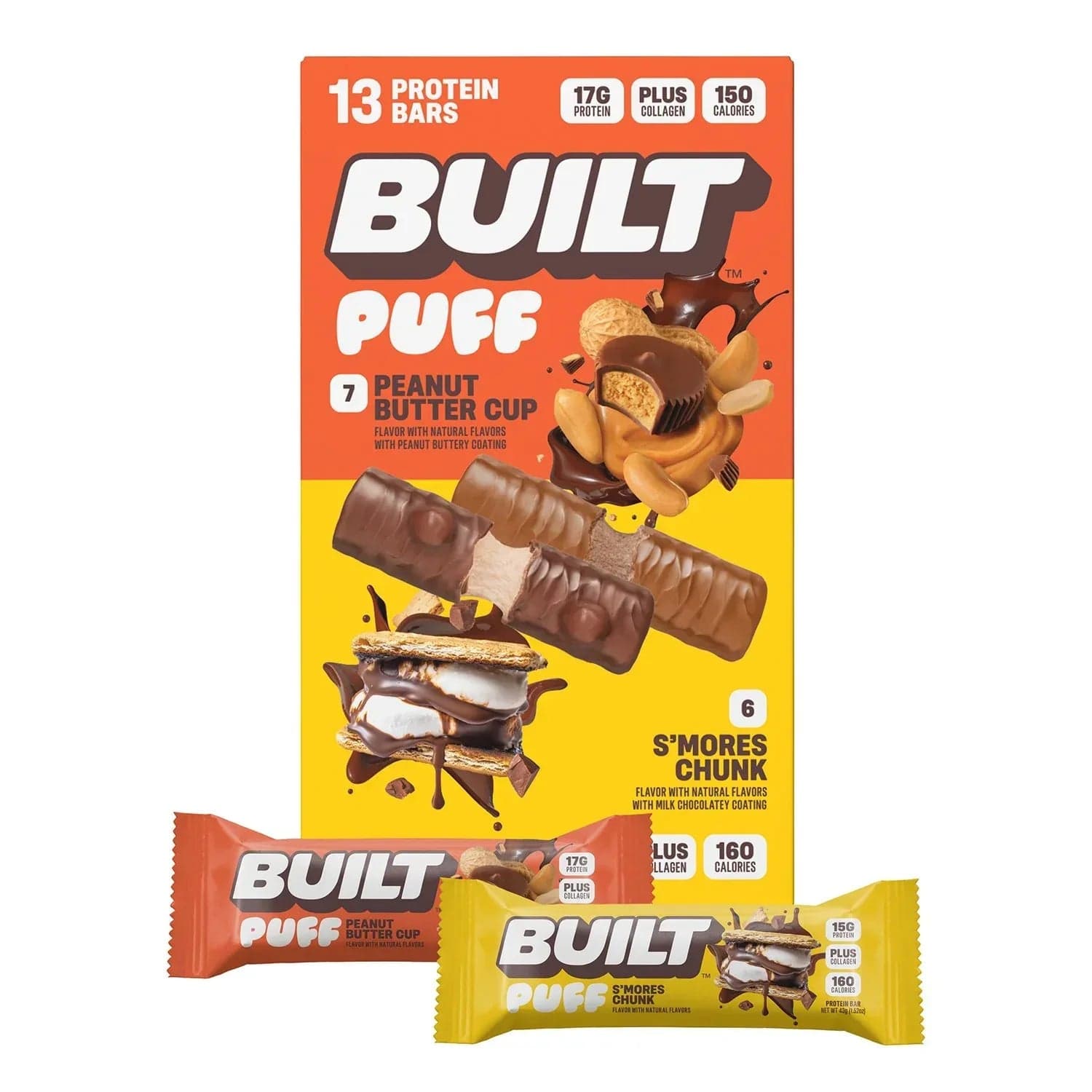 Built Bar Puff & Chunk Protein Bars, Variety Pack (13 Ct.)